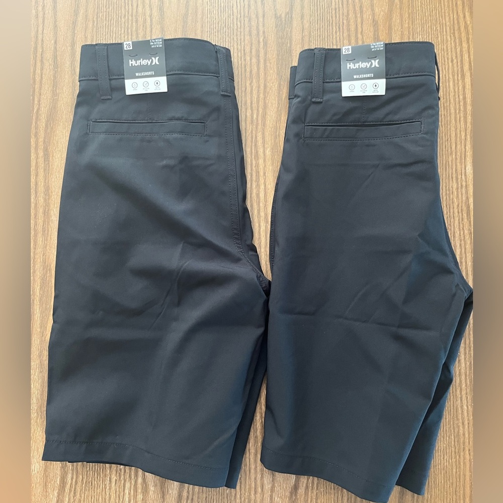 Hurley Men's Black Flat Front size 28 New 
(Lot of 2)